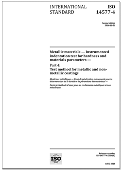 ISO 14577-4:2016 《金属材料 硬度和材料参数的仪器化压痕试验 第4部分：金属和非金属覆盖层的试验方法》国际标准（英文版）
