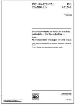 ISO 9015-2: 2016 《金属材料 焊接破坏试验 第2部分 焊接点显微硬度试验》国际标准（英文版）